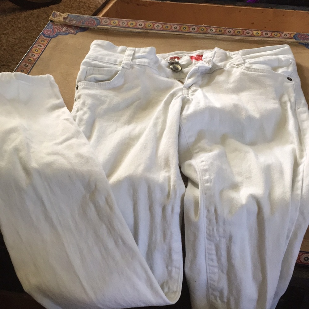 Bingo white jeans two button sz 1